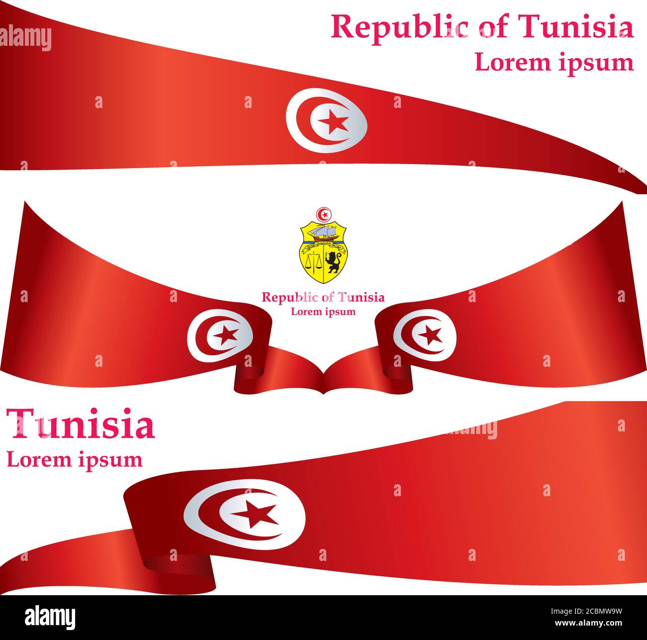 Bandera de Túnez, República de Túnez. Plantilla para el diseño de premios, un documento oficial con la bandera de Túnez. Ilustración vectorial brillante y colorida. Ilustración del Vector