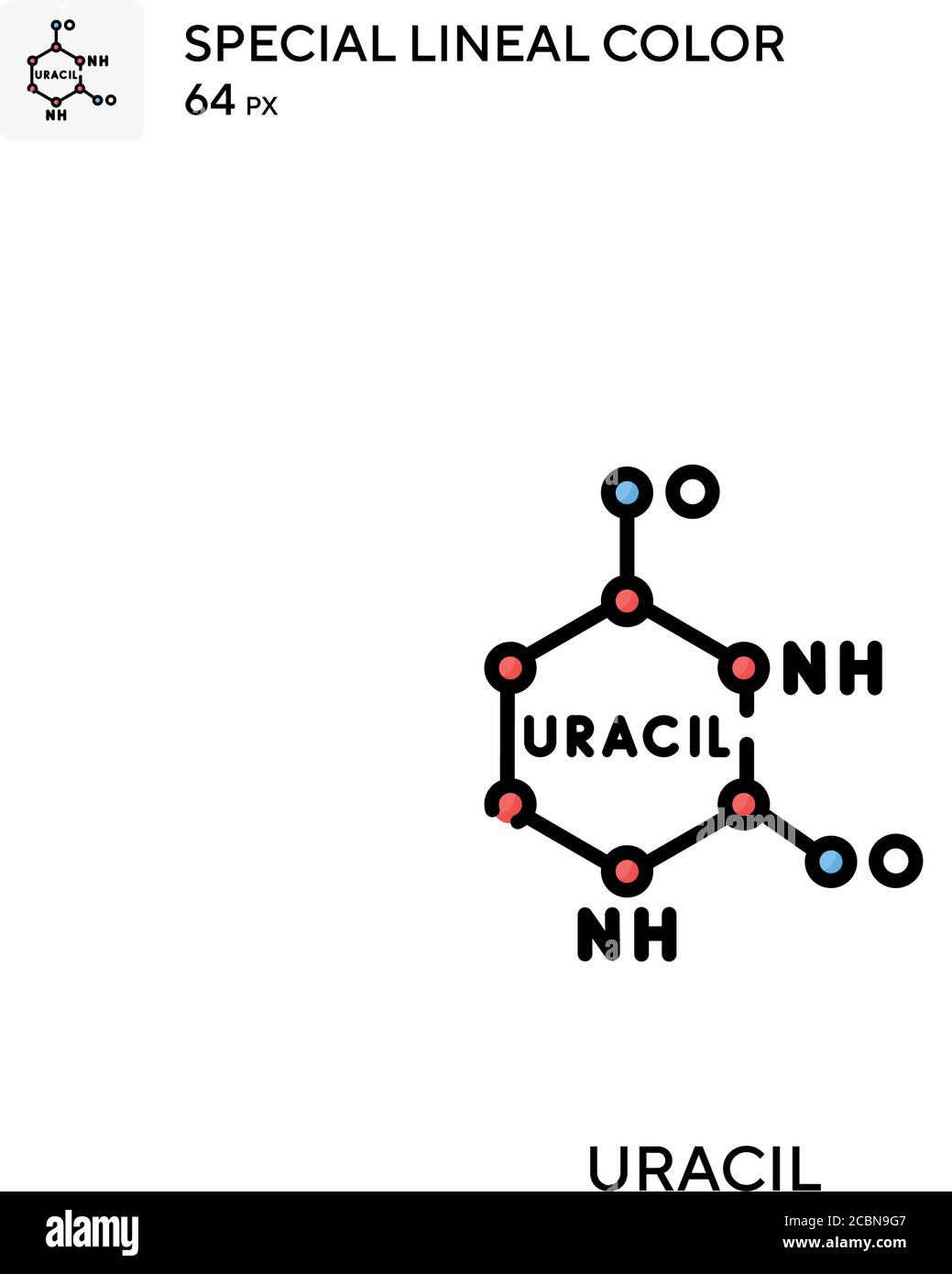 Icono de vector de color lineal especial de uracil. Iconos de uracilo