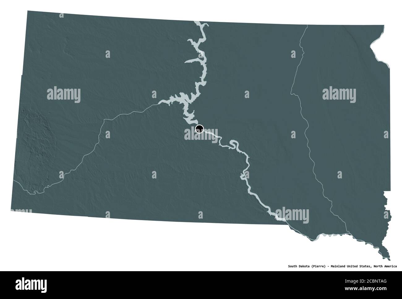 Forma de Dakota del Sur, estado de Mainland Estados Unidos, con su capital  aislada sobre fondo blanco. Mapa de altura en color. Renderizado en 3D  Fotografía de stock - Alamy