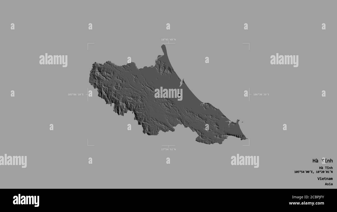 Área de Hà Tĩnh, provincia de Vietnam, aislada sobre un fondo sólido en