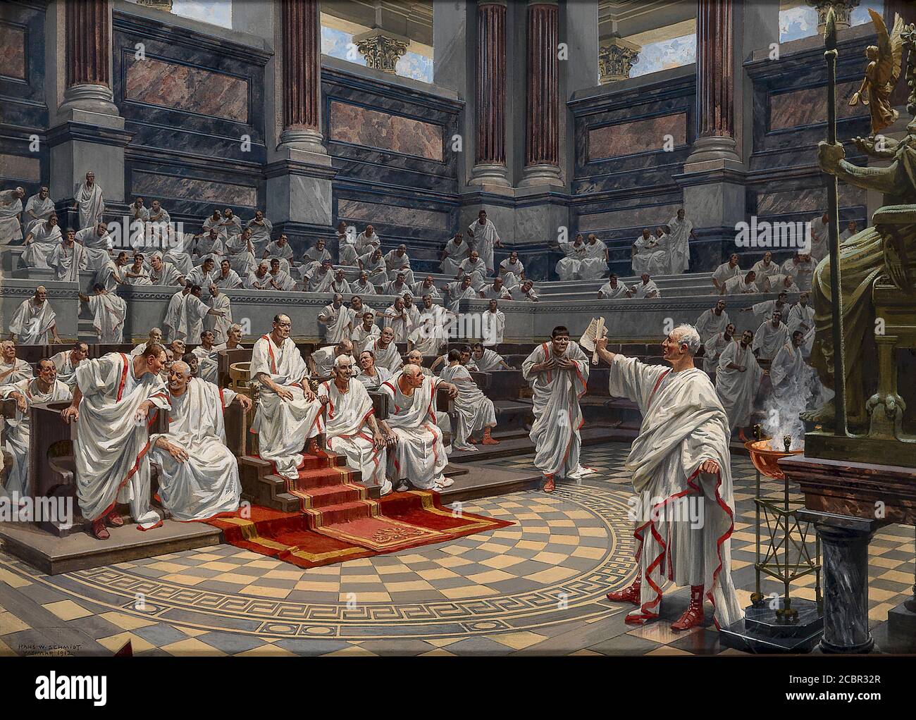 Schmidt Hans W - discurso de Cicero Attacking Catilina en el Senado Romano - Escuela Alemana - 19 y principios del 20 Siglo Foto de stock