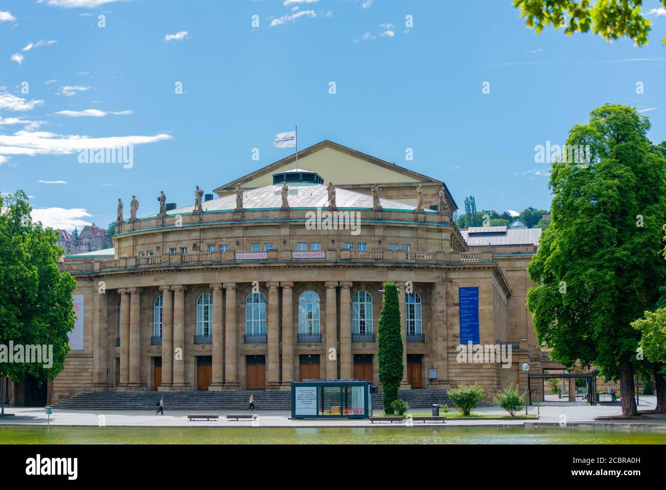 Teatro Staatstheater Stuttgart, Oberer Schlossgarten o Upper Castle Garden, Stuttgart, Estado Federal de Baden-Württemberg, Alemania, Europa Foto de stock