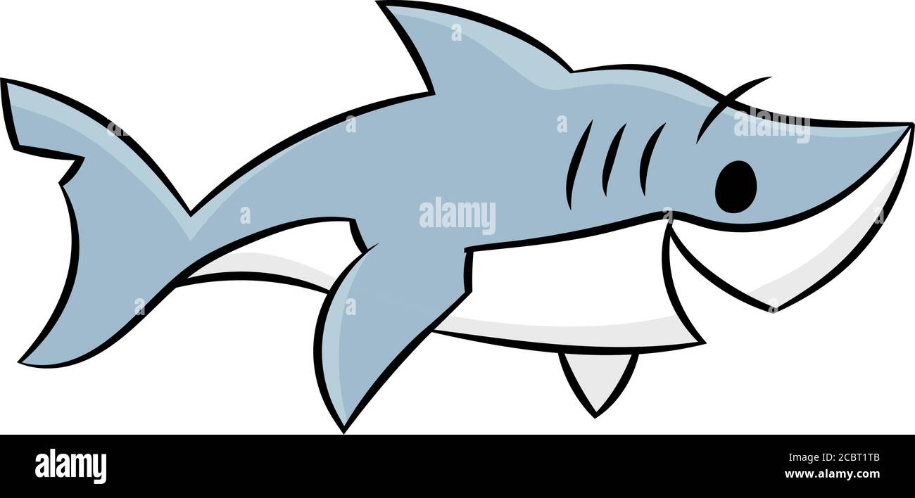 Dibujo de dibujo de tiburón nadando vector submarino ilustración para niños  Imagen Vector de stock - Alamy