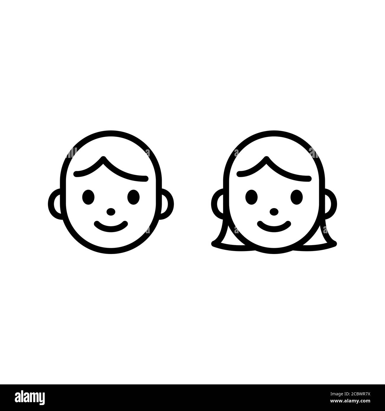 Lindo dibujo animado masculino y femenino cara icono conjunto. Iconos de la  línea de la cabeza del hombre y la mujer. Ilustración vectorial simple  Imagen Vector de stock - Alamy