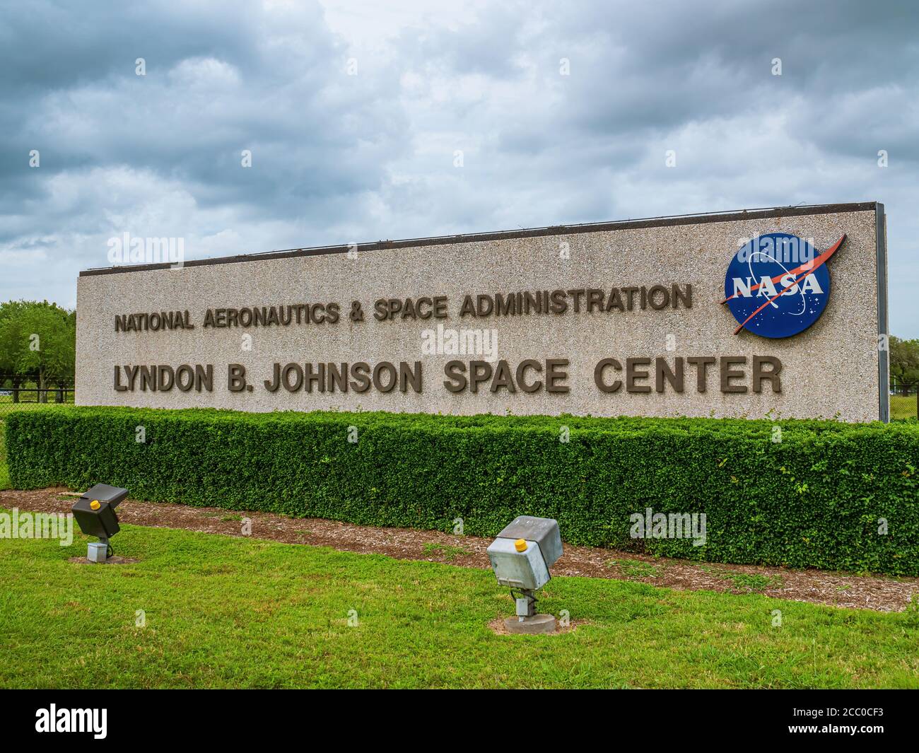 HOUSTON, TX - 7 de mayo de 2019: Johnson Space Center en Houston, Texas, el 7 de mayo de 2019. El JSC ha sido el lugar de nacimiento del vuelo espacial humano estadounidense. Foto de stock