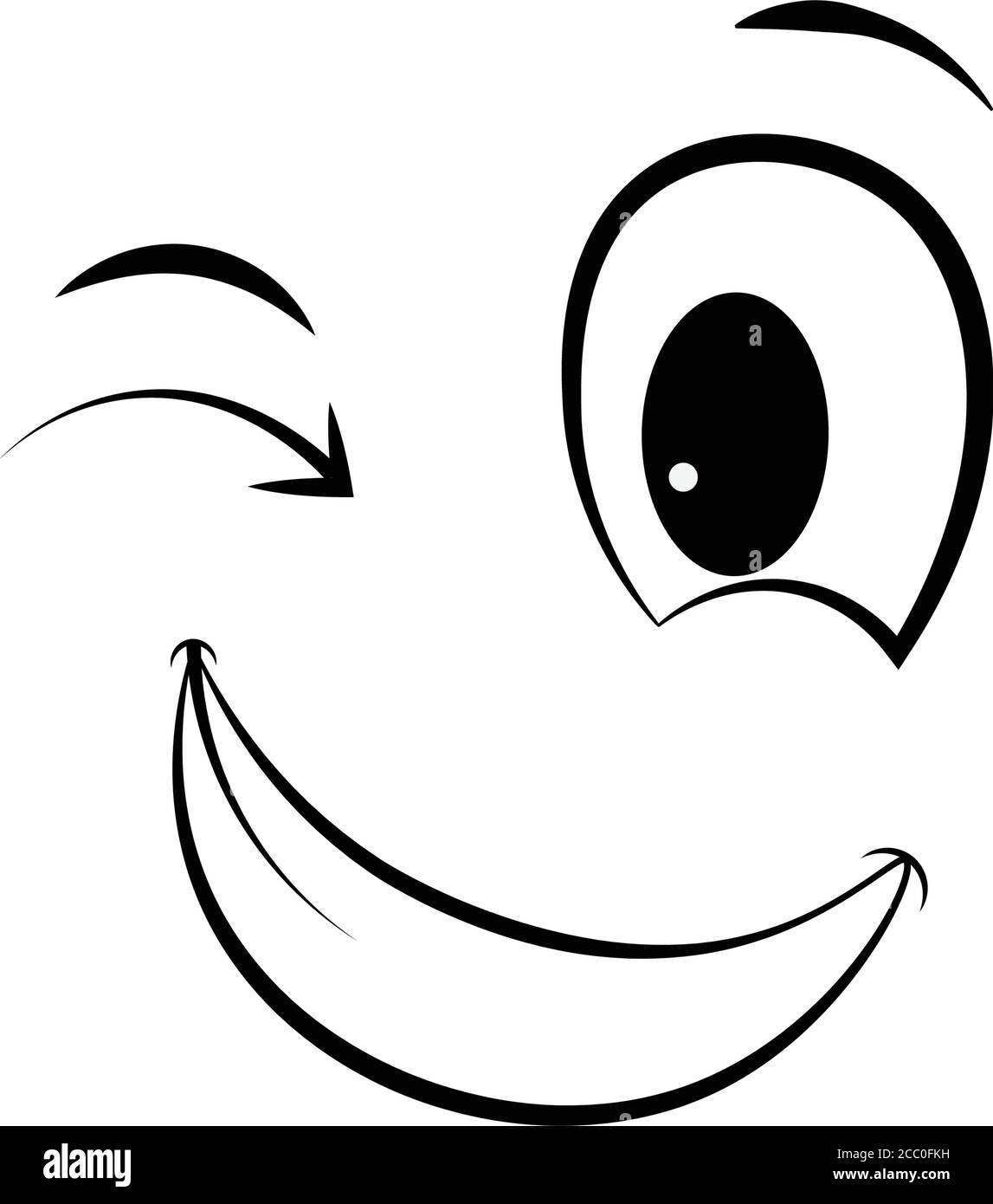 Cara de dibujos animados, ojos y boca expresivos, expresiones de cara