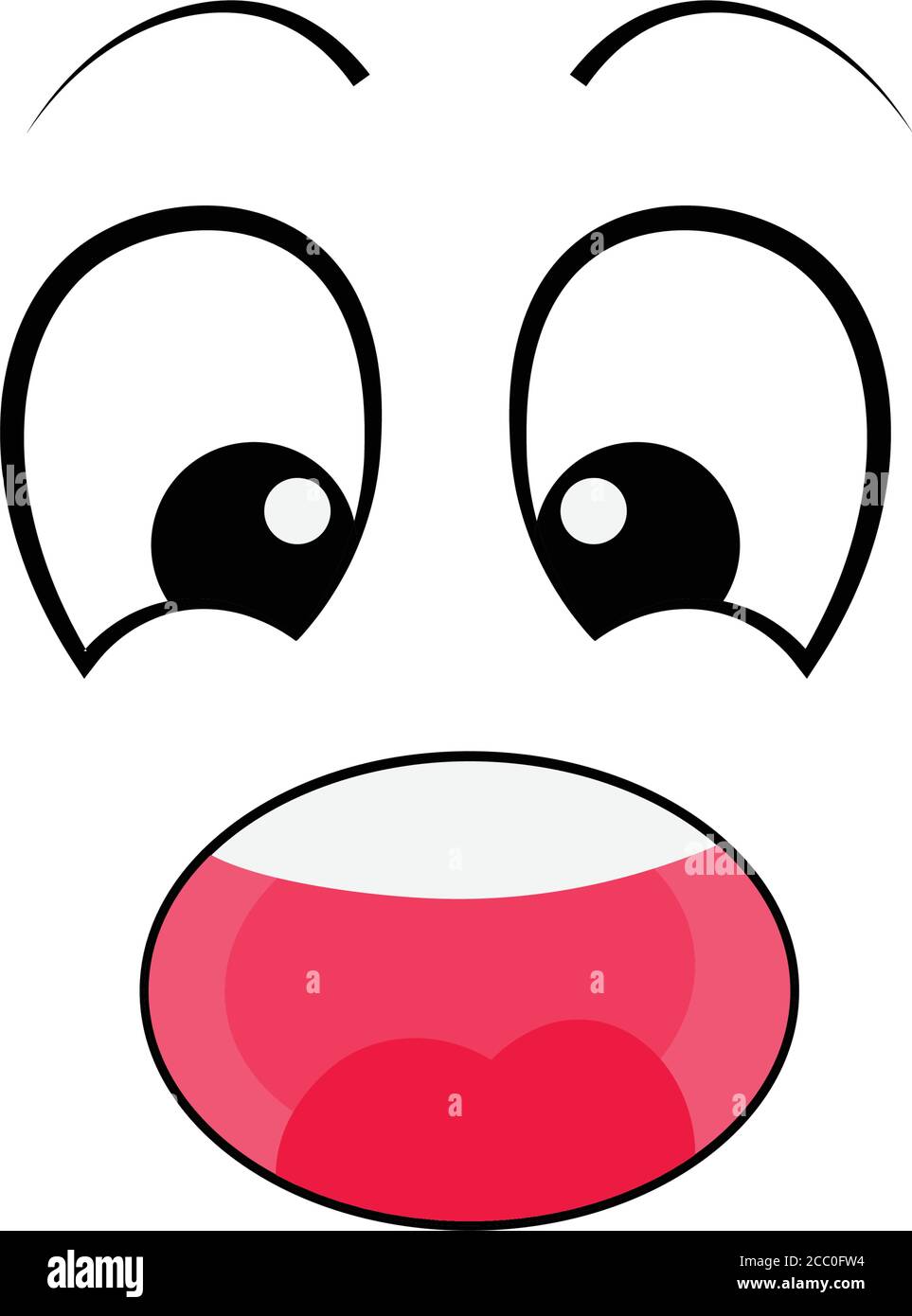 Cara de dibujos animados, ojos y boca expresivos, expresiones de cara