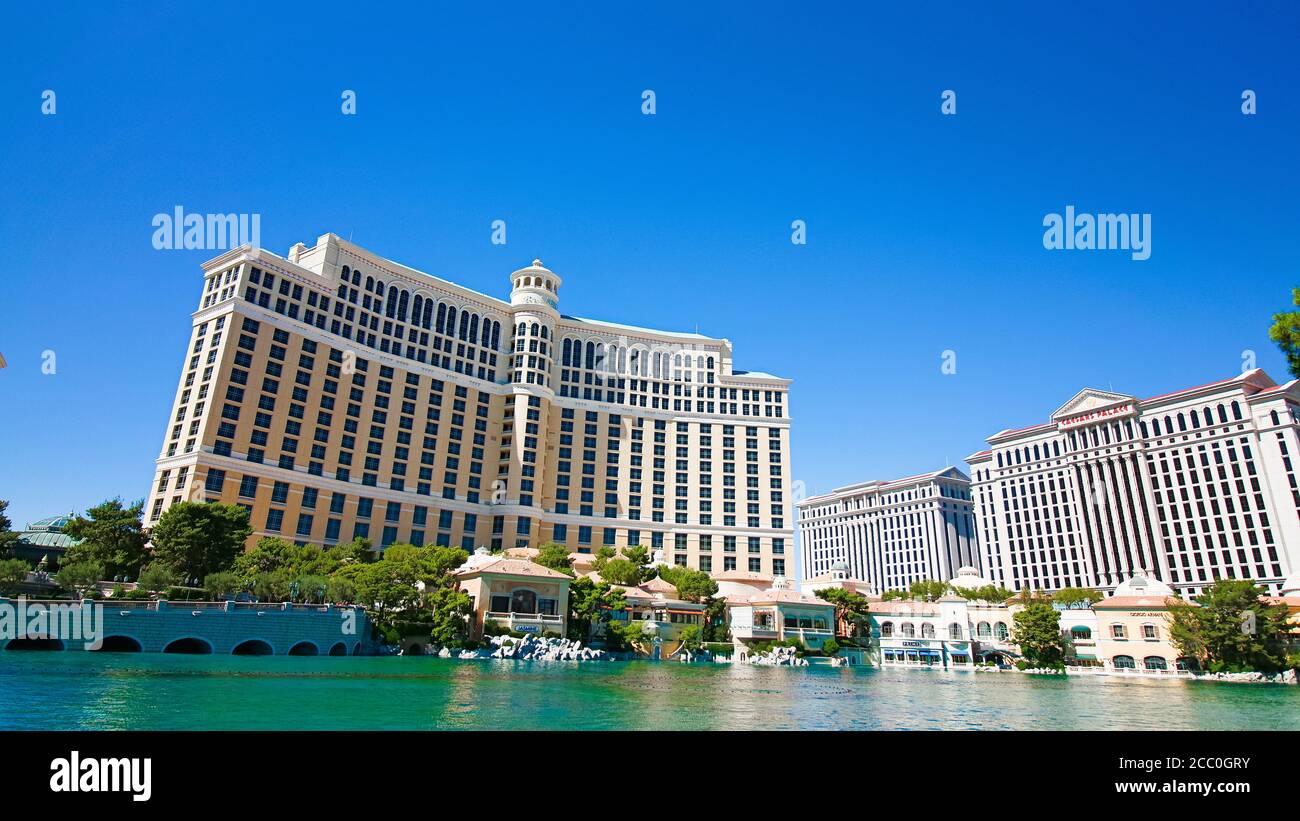 Las Vegas,NV/USA - Sep 16,2018 : Vista de los hoteles y casinos de Bellagio en las Vegas, Estados Unidos. Las Vegas es uno de los mejores destinos turísticos del mundo. Foto de stock