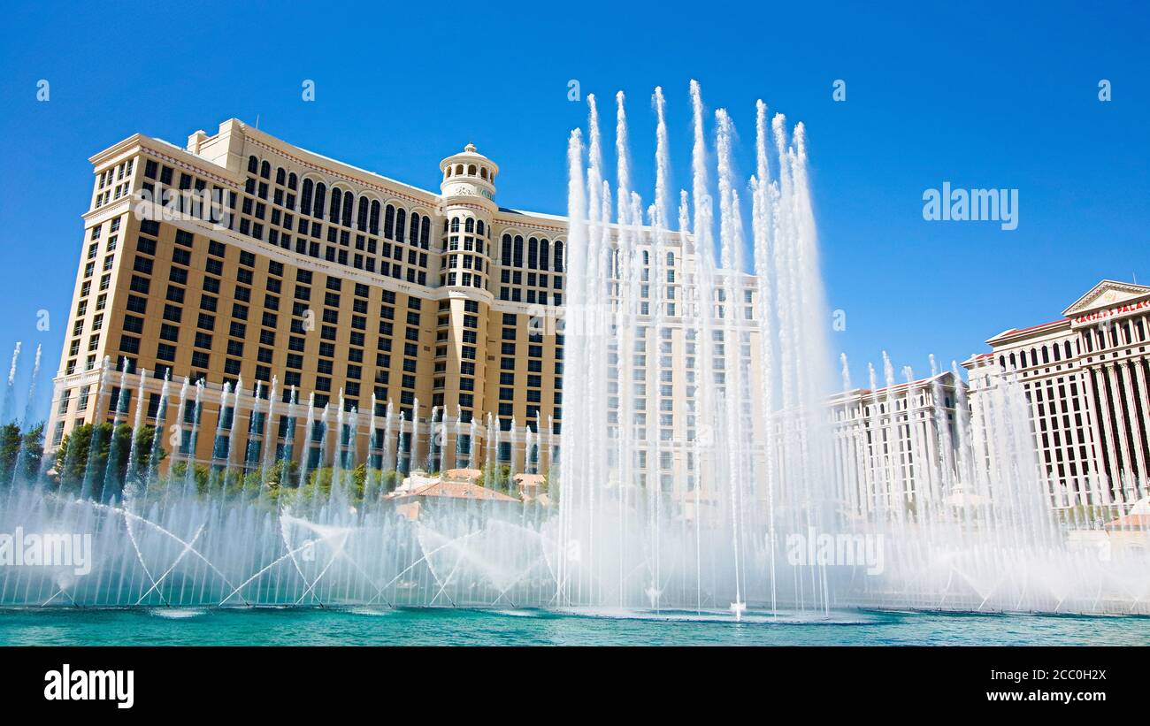 Las Vegas,NV/USA - Sep 16,2018 : Vista de los hoteles y casinos de Bellagio en las Vegas, Estados Unidos. Las Vegas es uno de los mejores destinos turísticos del mundo. Foto de stock