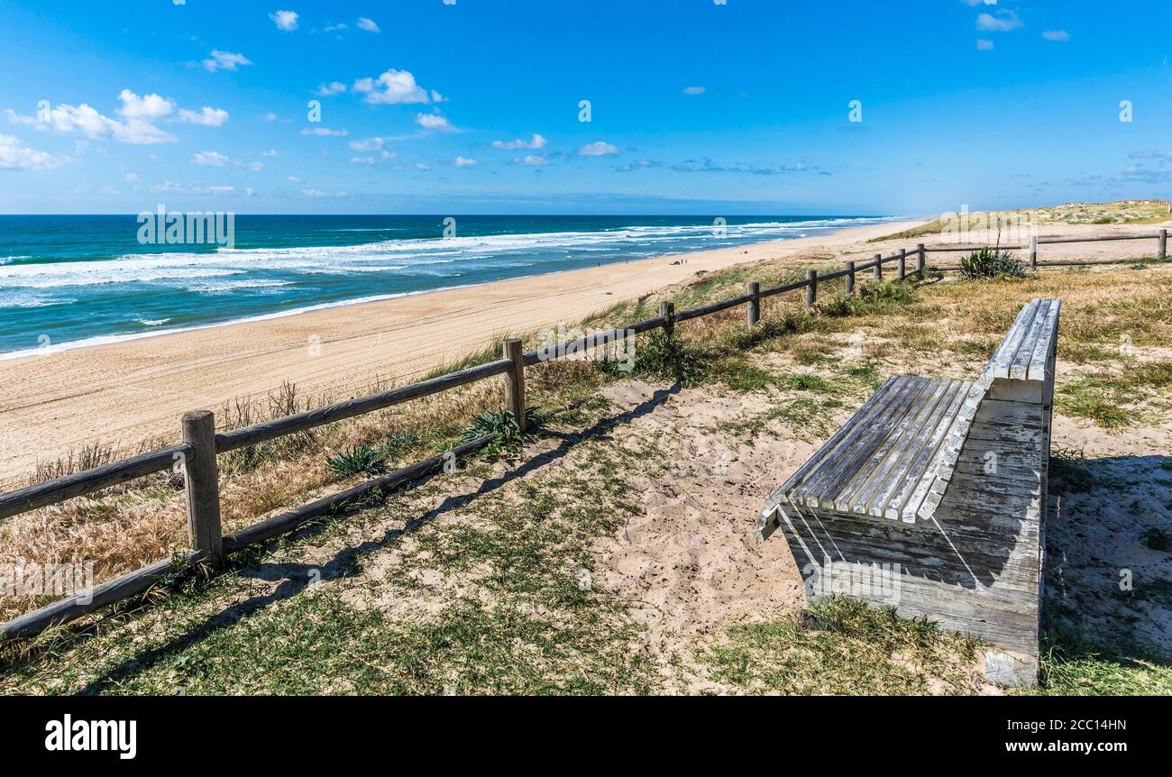 Francia Nueva Aquitania Landas Lit Et Mixe Banco En La Duna De La Playa De Cap De L Horny Fotografia De Stock Alamy