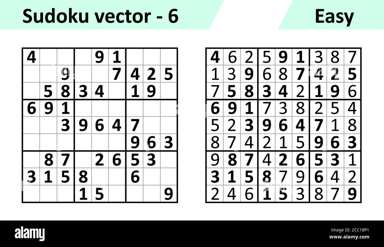 Abandono soporte recomendar Juego Sudoku con respuestas. Juego de diseño vectorial simple Sudoku.  Plantilla en blanco. La complejidad de la tarea es fácil Imagen Vector de  stock - Alamy