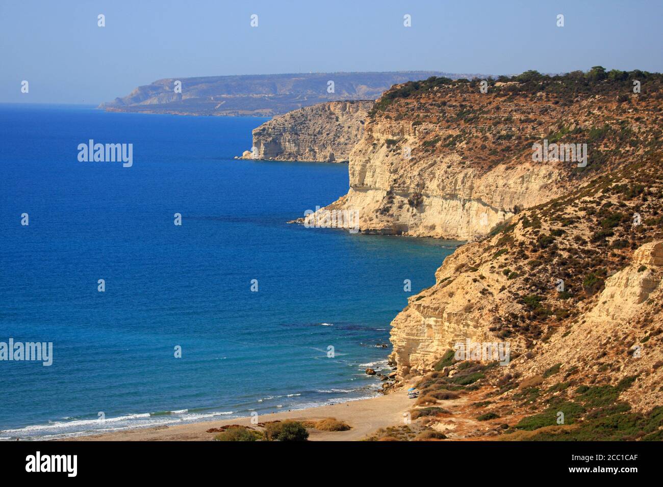 Chipre, Kourion, acantilados y beah Foto de stock