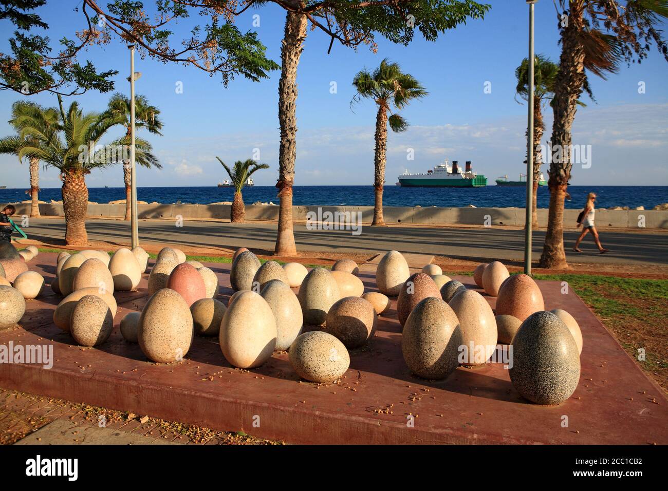 Chipre, Limassol, arte en la promenada Foto de stock