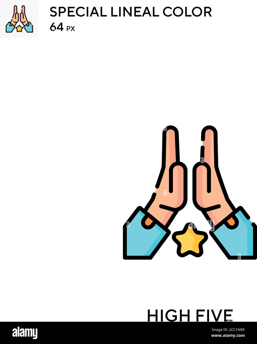 Alto cinco icono de vector de color lineal especial. Cinco iconos altos