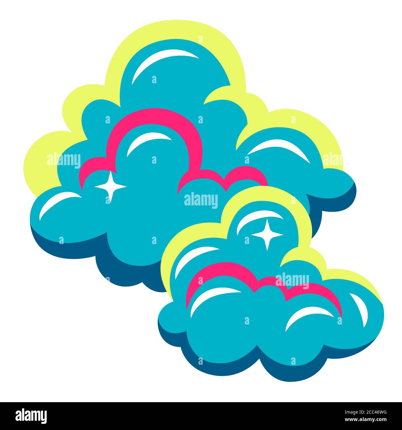 Ilustración de nubes estilizadas abstractas o humo. Ilustración del Vector