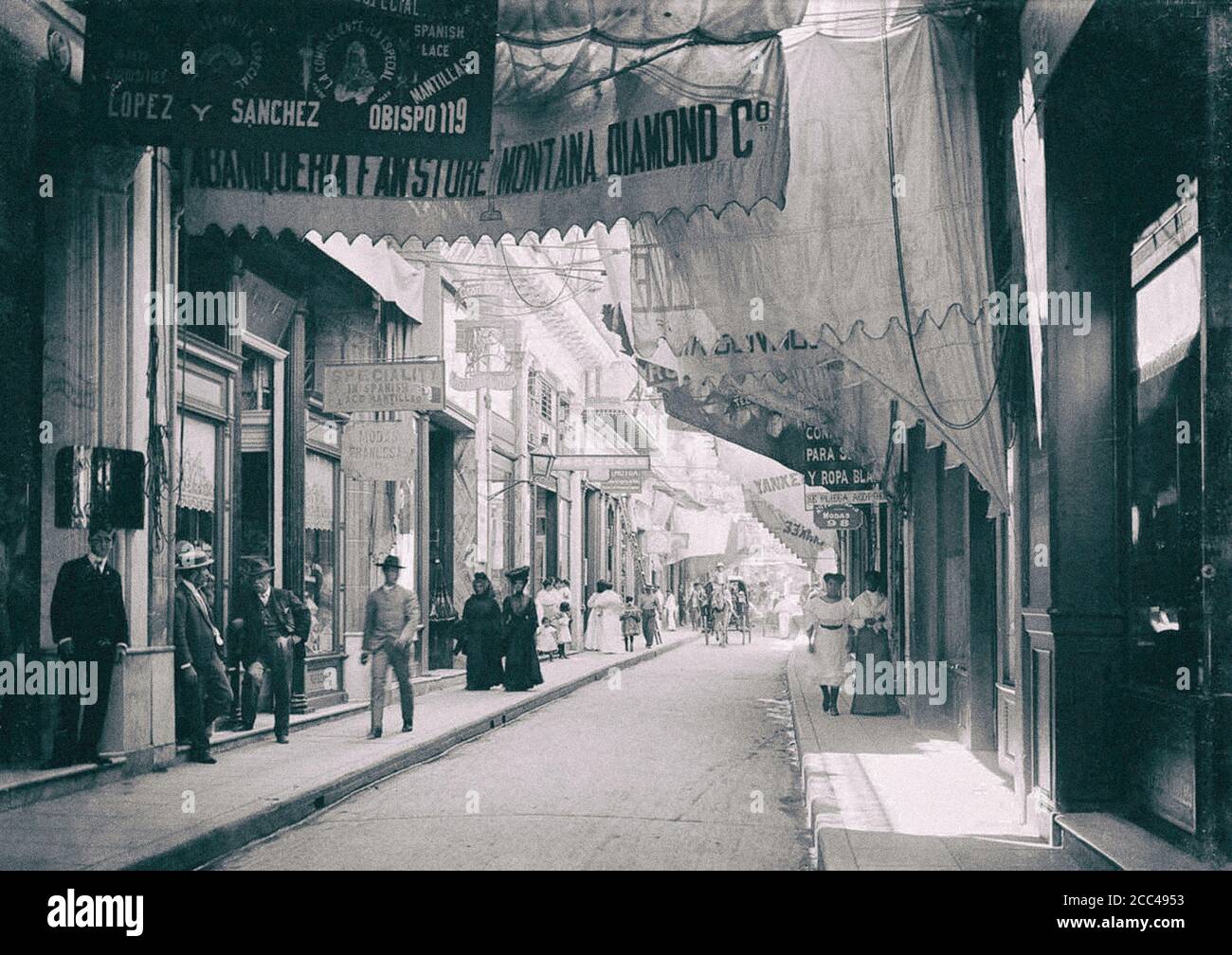 La Habana Vieja. Calle Obispo. Cuba. 1906 Foto de stock