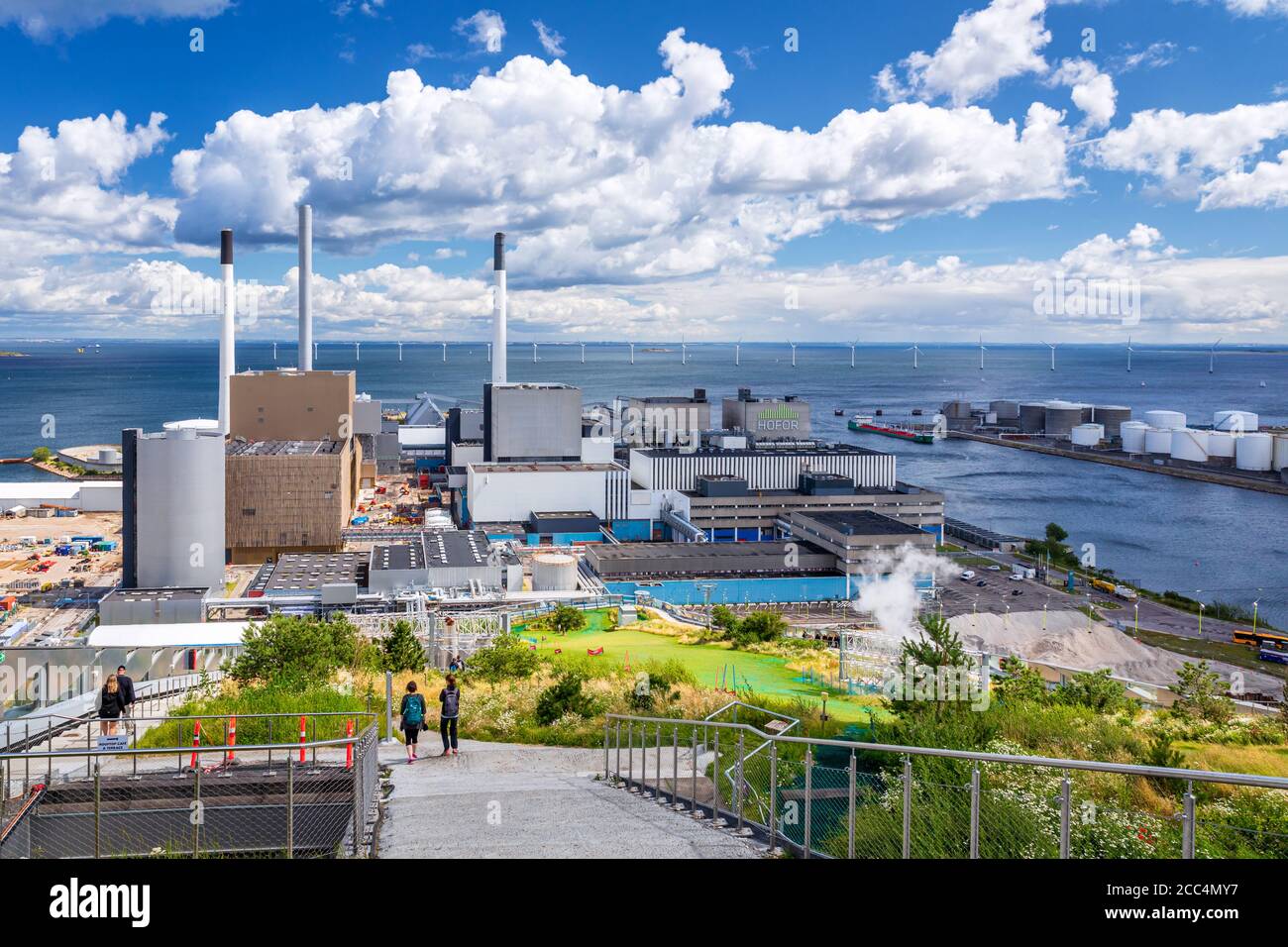La vista desde la planta de energía de CopenHill, Copenhague, Dinamarca Foto de stock