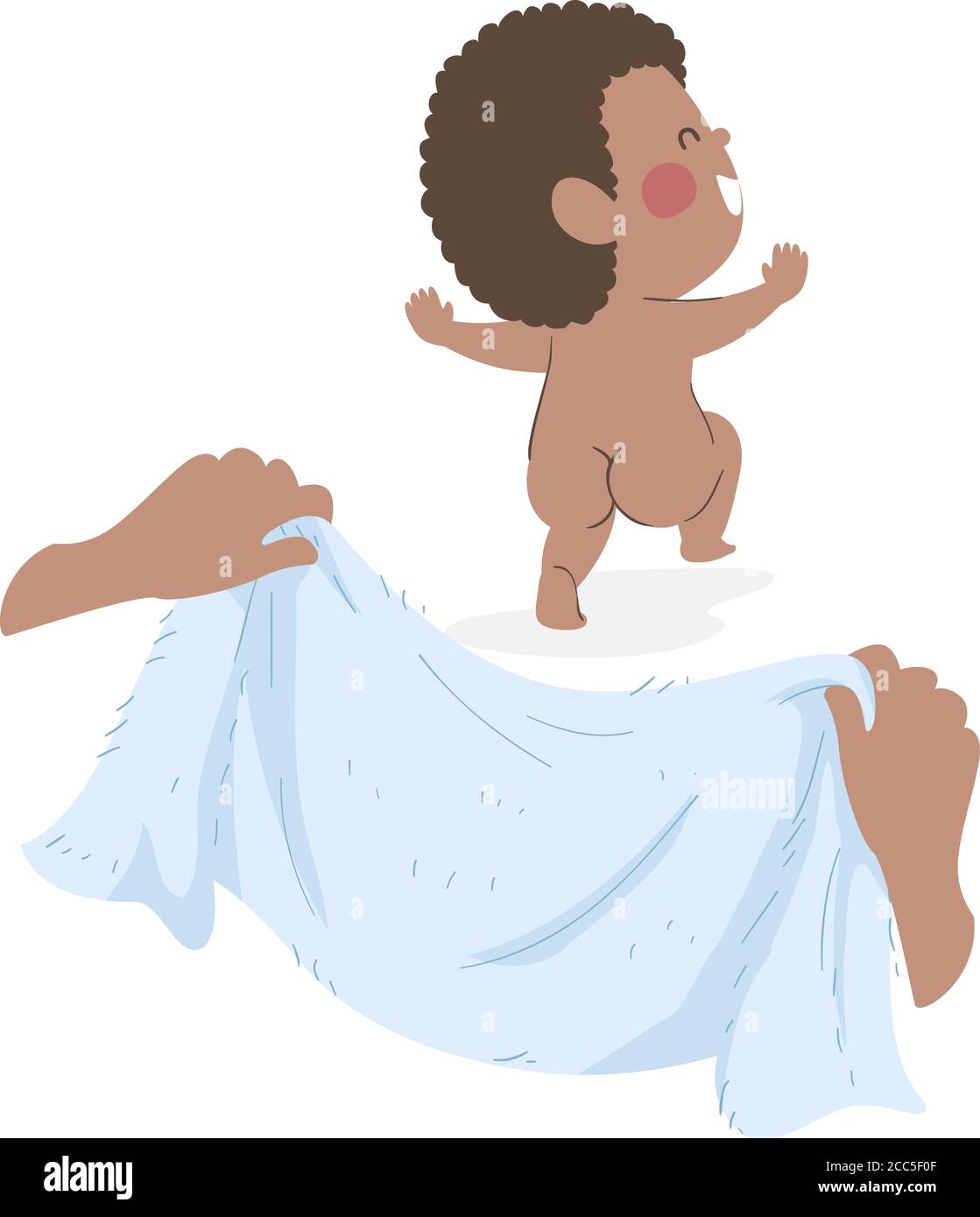 Ilustración de un niño niño afroamericano corriendo De una toalla para el  baño Fotografía de stock - Alamy