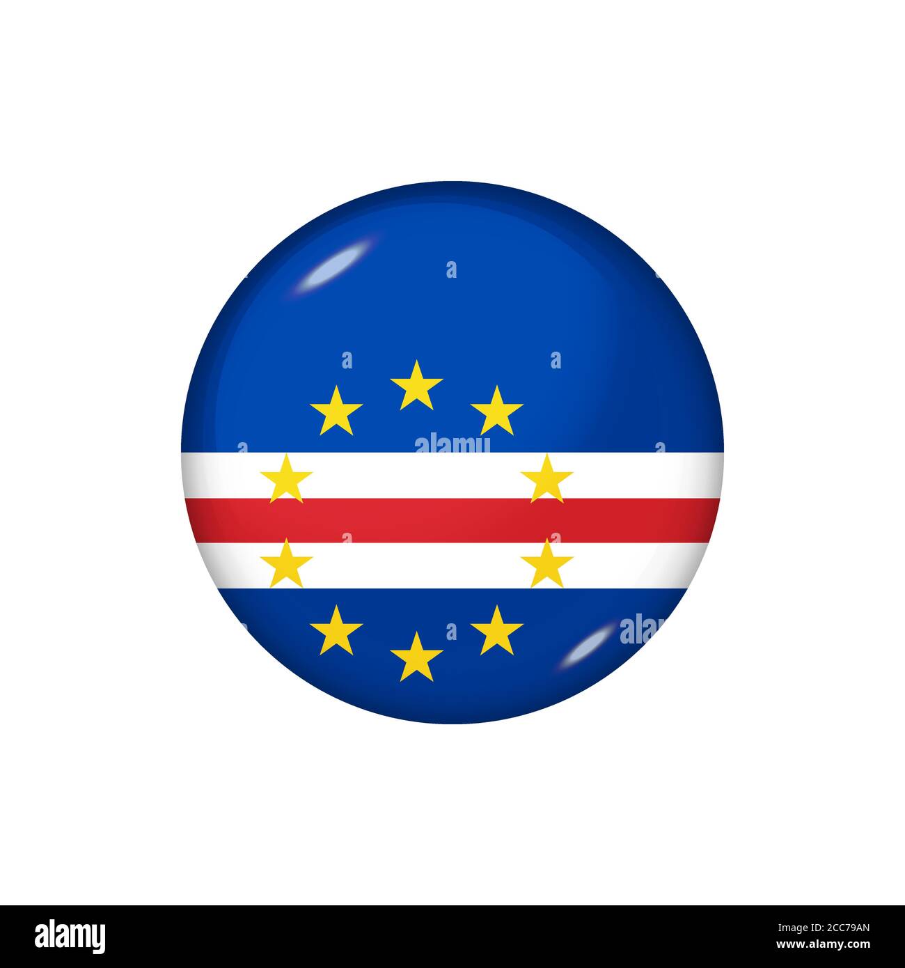Icono bandera de Cabo Verde . Bandera brillante redonda. Ilustración  vectorial. EPS 10 Imagen Vector de stock - Alamy