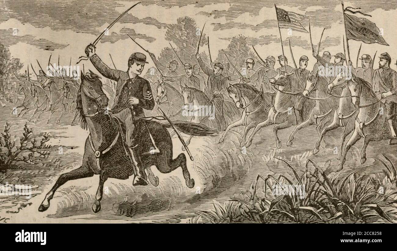 El sargento Glazier en la batalla de Aldie durante el americano Guerra civil Foto de stock