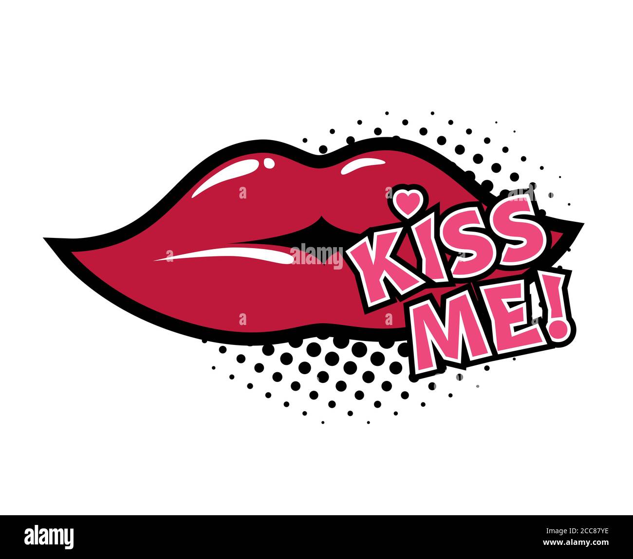 Letras cómicas Kiss Me. Voz cómica burbuja con texto emocional
