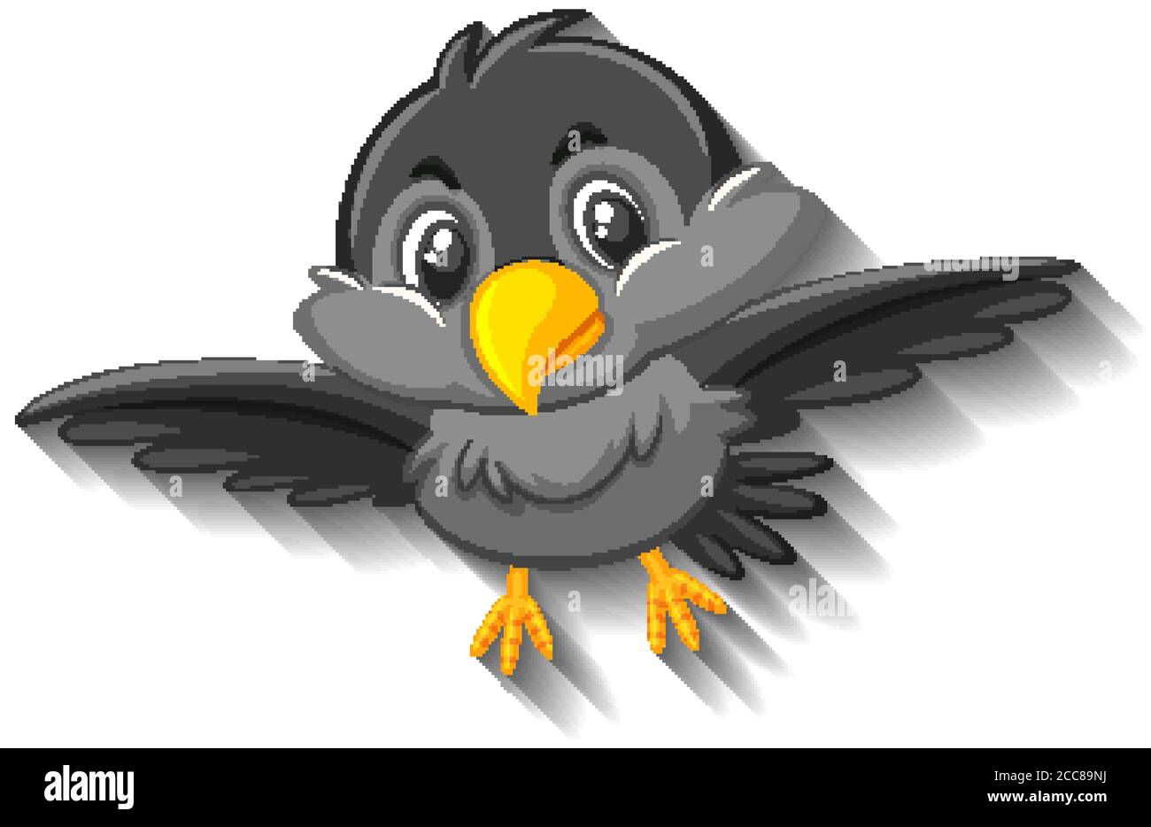 Ilustración de personaje de dibujos animados de pájaro negro Imagen Vector  de stock - Alamy