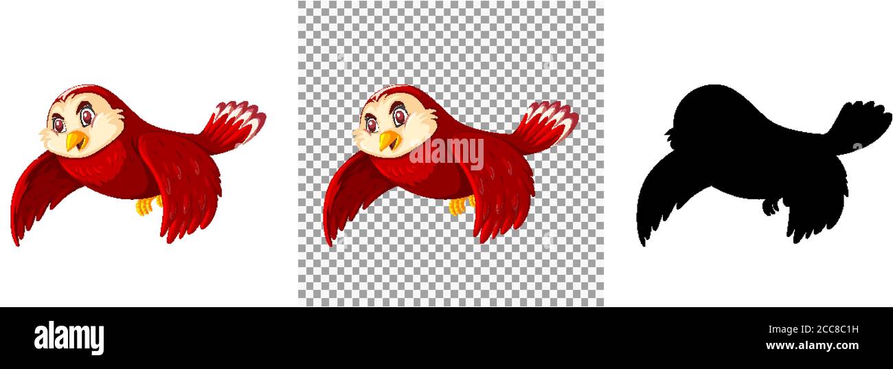 Lindo pájaro rojo dibujo de personaje de dibujos animados Imagen Vector de  stock - Alamy