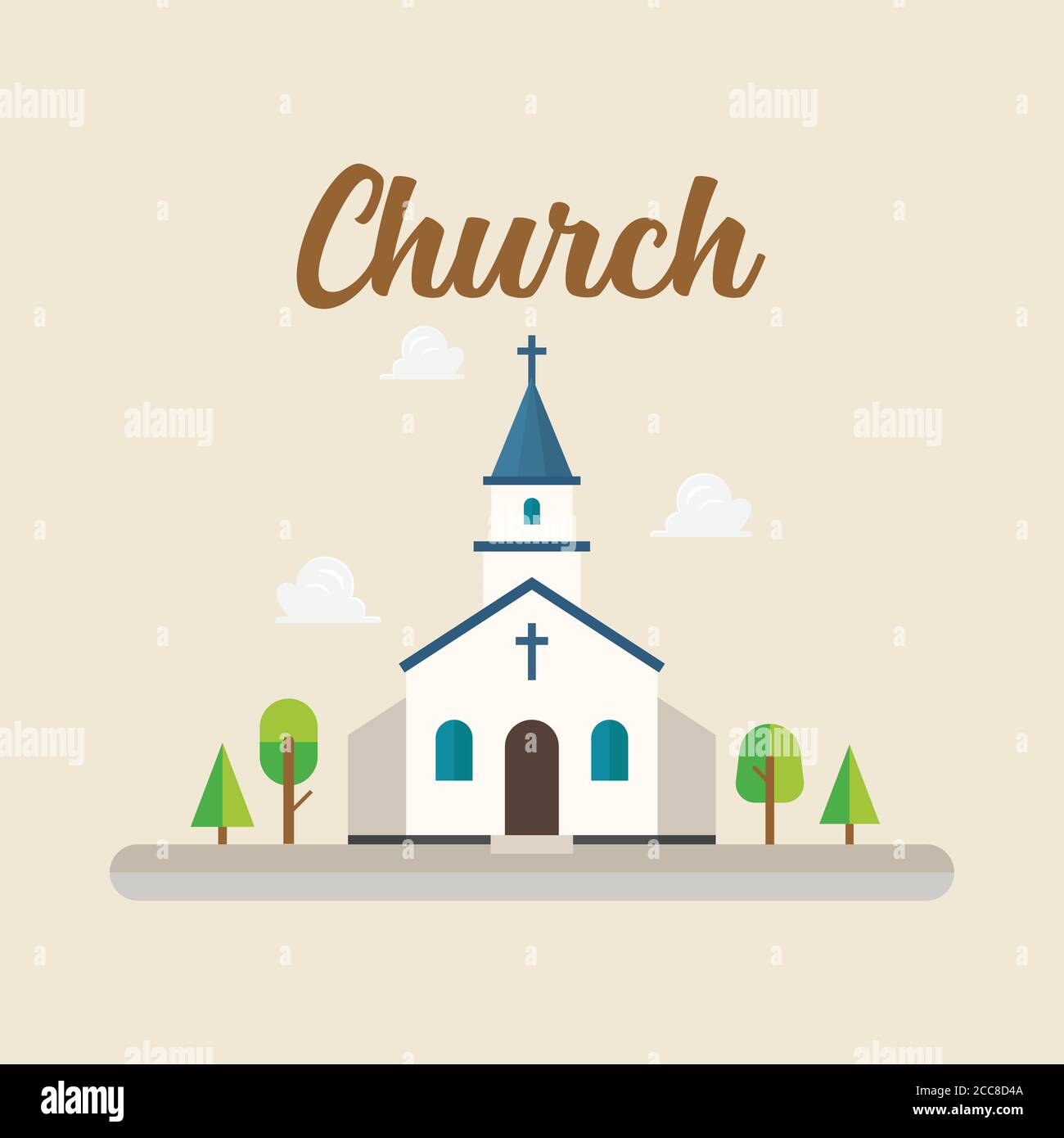 Iglesia en estilo plano. Estilo retro. Ilustración vectorial Ilustración del Vector