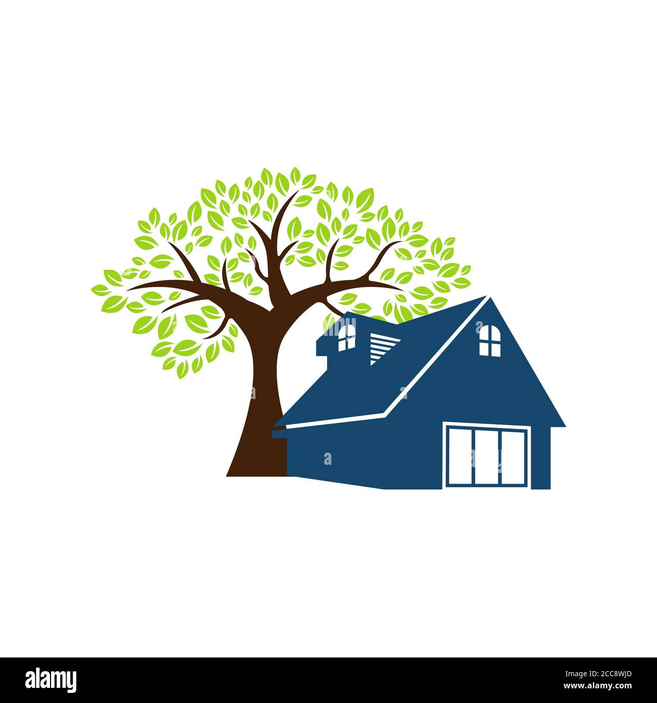 Casa de árbol logotipo ilustrativo para el cuidado del medio ambiente  relacionados con el negocio. Es genial para sitios web y el diseño es fácil  de imprimir para todos los medios. Diseño