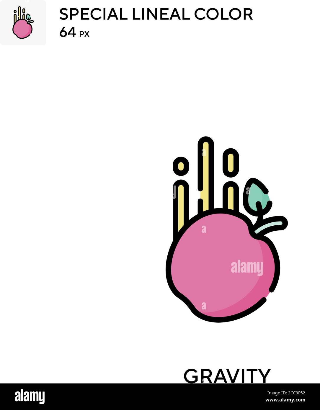 Gravedad icono de vector de color lineal especial. Plantilla de diseño