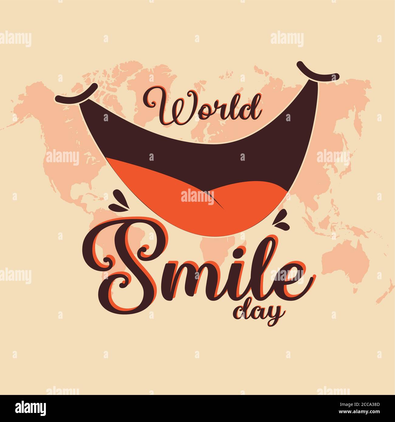 Vector del día Mundial de la sonrisa con la Gran sonrisa en el Mundo Ilustración del Vector