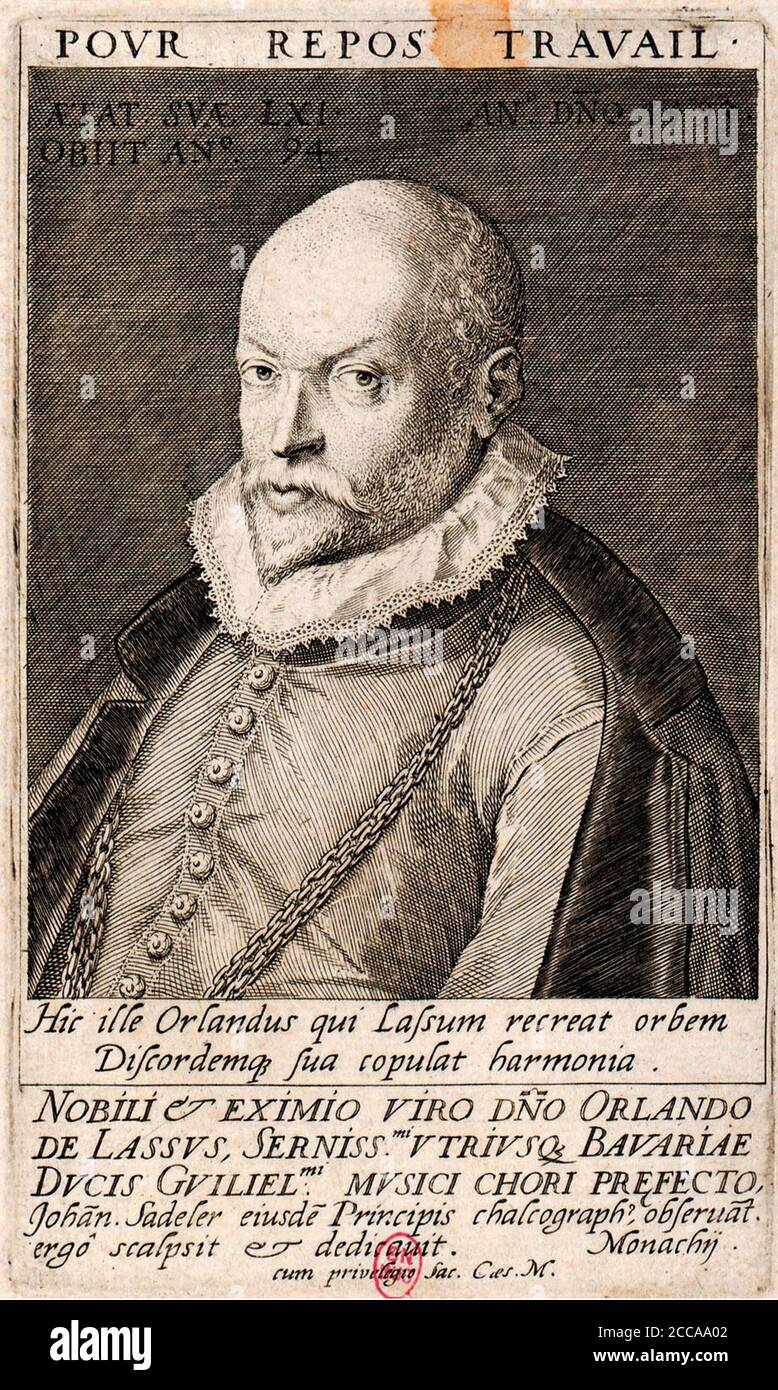 Retrato del compositor Orlando di Lasso (1532-1594). MUSEO: BIBLIOTHEQUE NATIONALE DE FRANCE. Autor: Sadeler, Jan (Johannes), el Viejo. Foto de stock