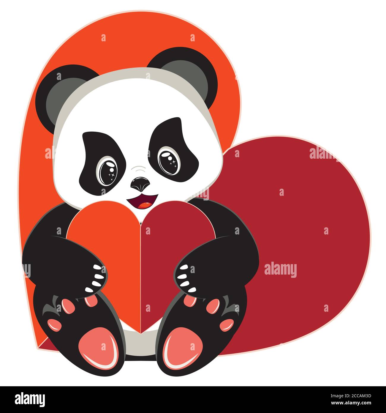 Coqueto oso panda de dibujos animados con diseño de corazón rojo Imagen  Vector de stock - Alamy