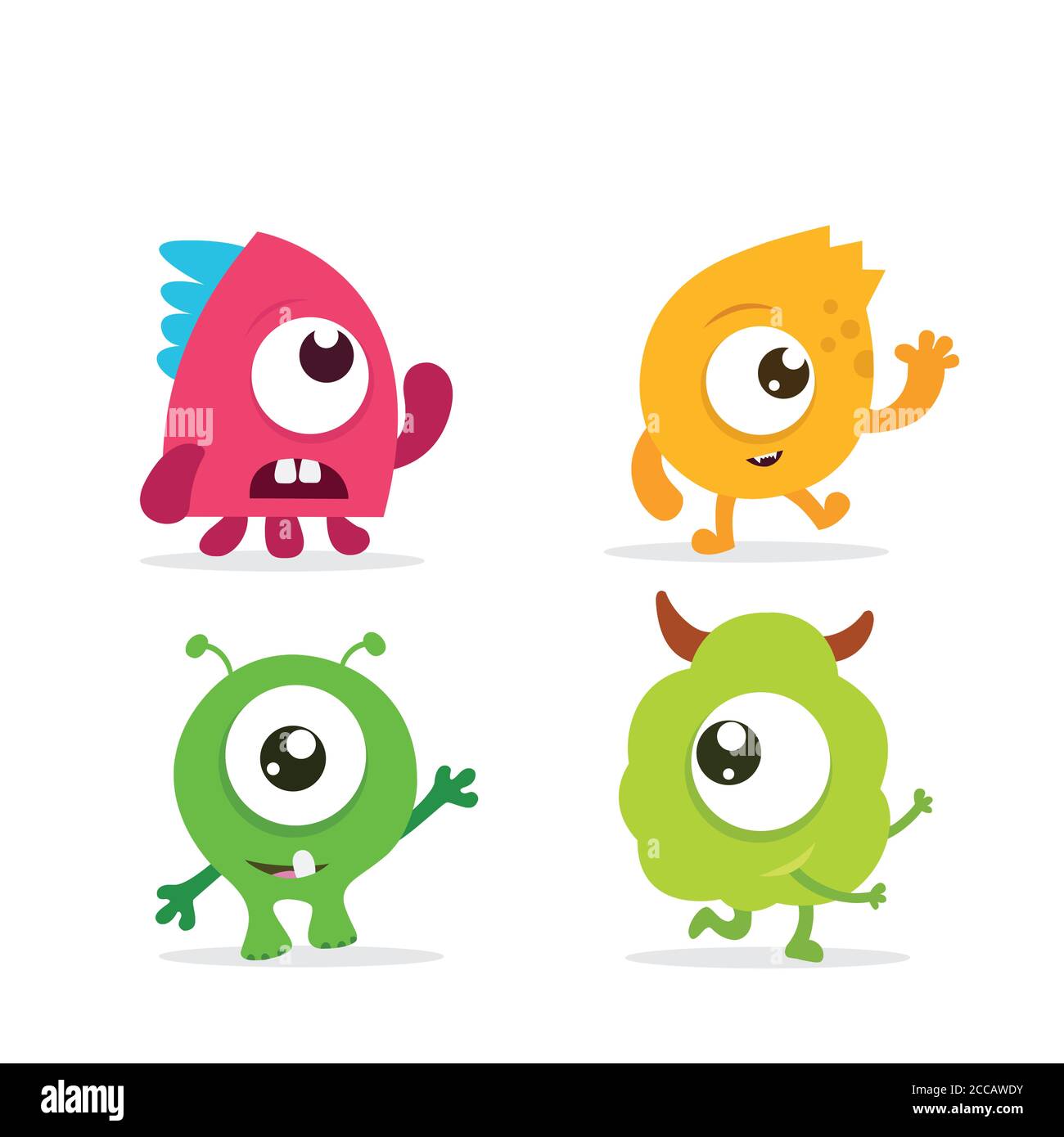 Dibujos animados monstruos planos iconos grandes. Los niños de colores  juegan a un adorable monstruo. Vector EPS10 Fotografía de stock - Alamy