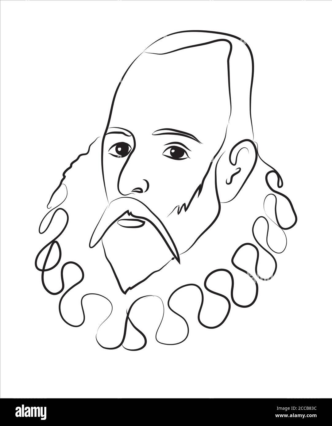 Miguel de Cervantes famoso escritor español aislado dibujo vectorial  retrato Imagen Vector de stock - Alamy