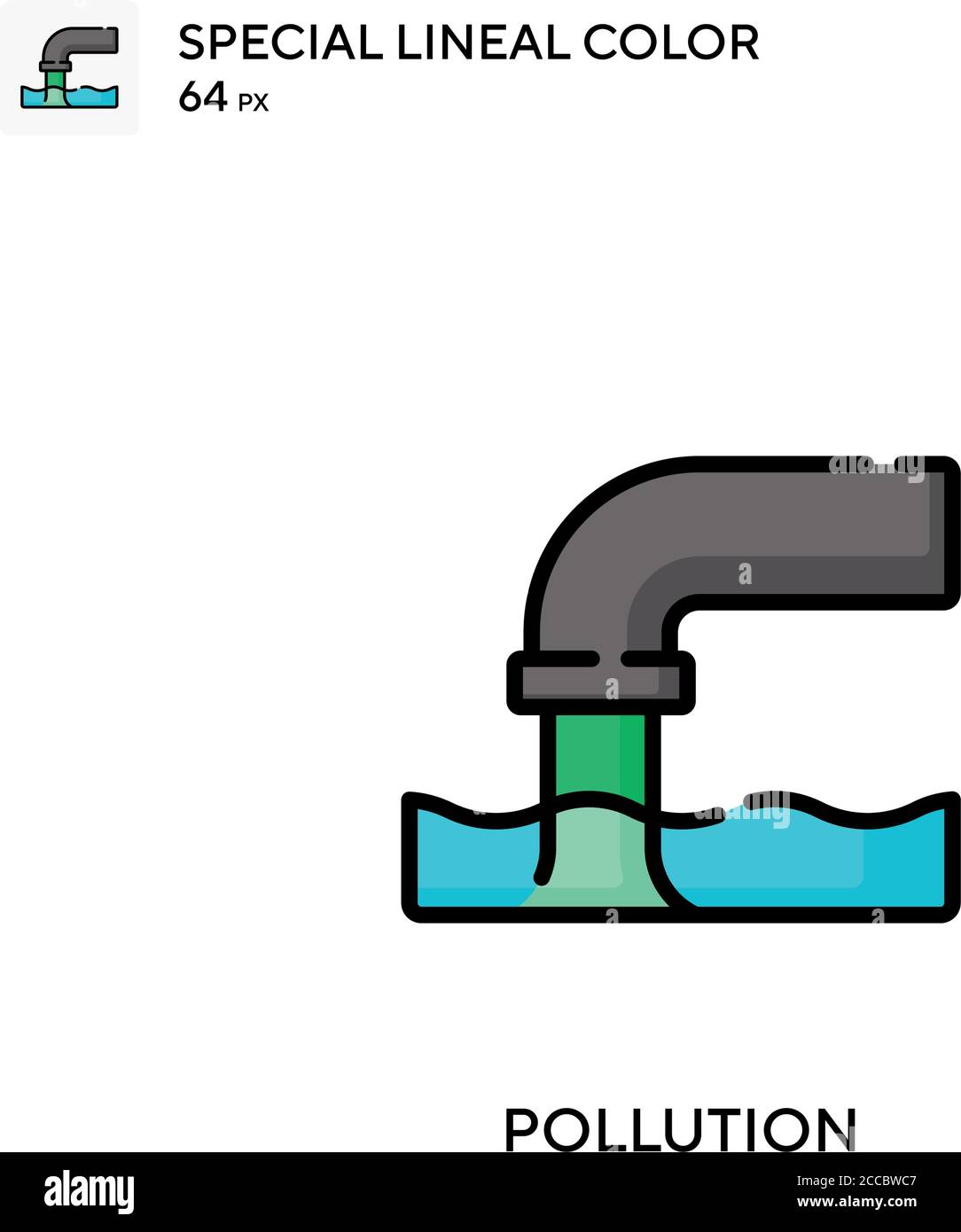 Contaminación icono de color lineal especial. Plantilla de diseño de símbolos de ilustración para elemento de interfaz de usuario móvil web. Pictograma moderno de color perfecto en trazo editable. Ilustración del Vector