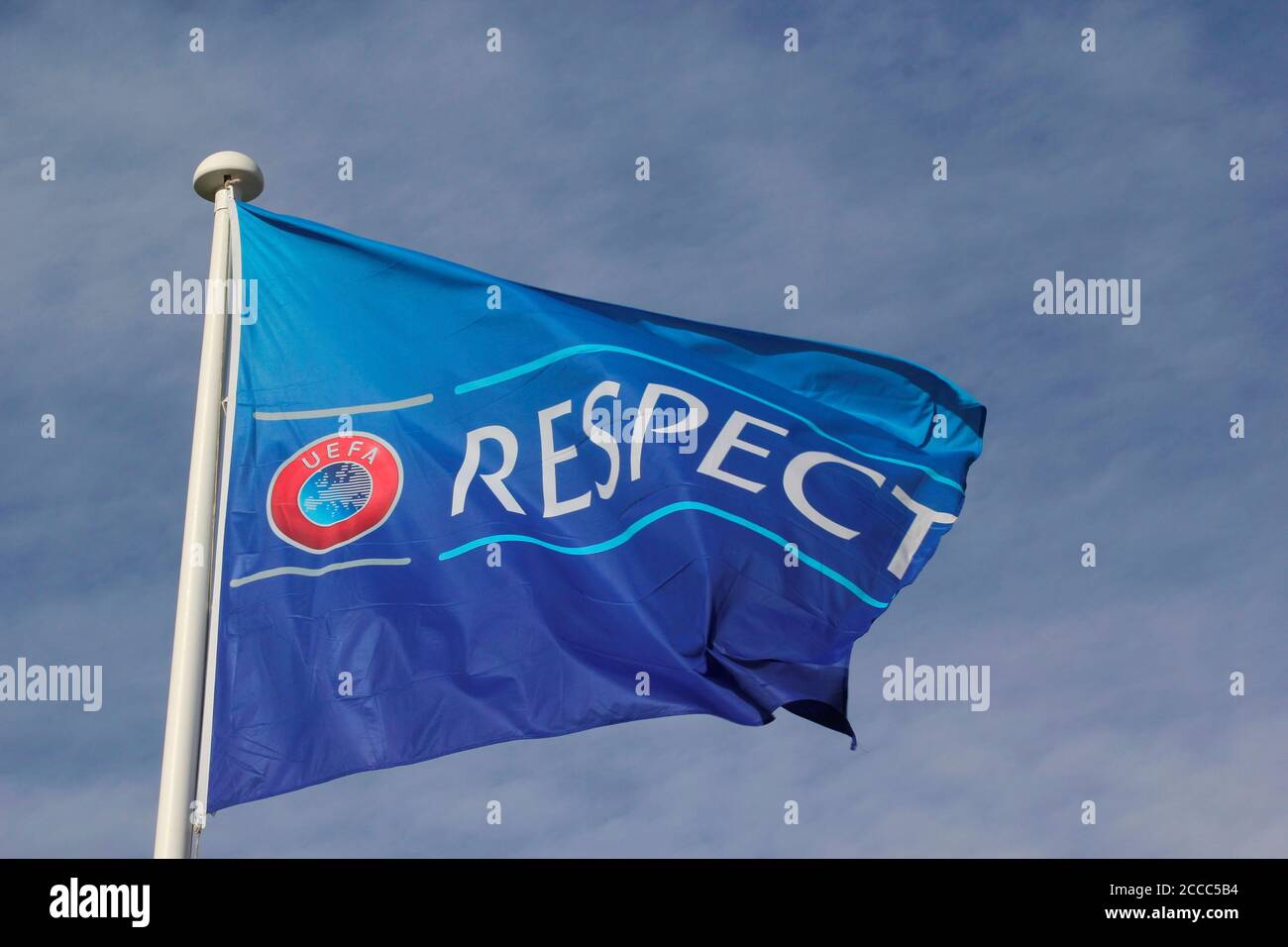 La campaña de respeto de la UEFA contra el racismo y para promover el trabajo hacia la unidad y el respeto a través del género, la raza, la religión y la habilidad Foto de Tony Henshaw Foto de stock