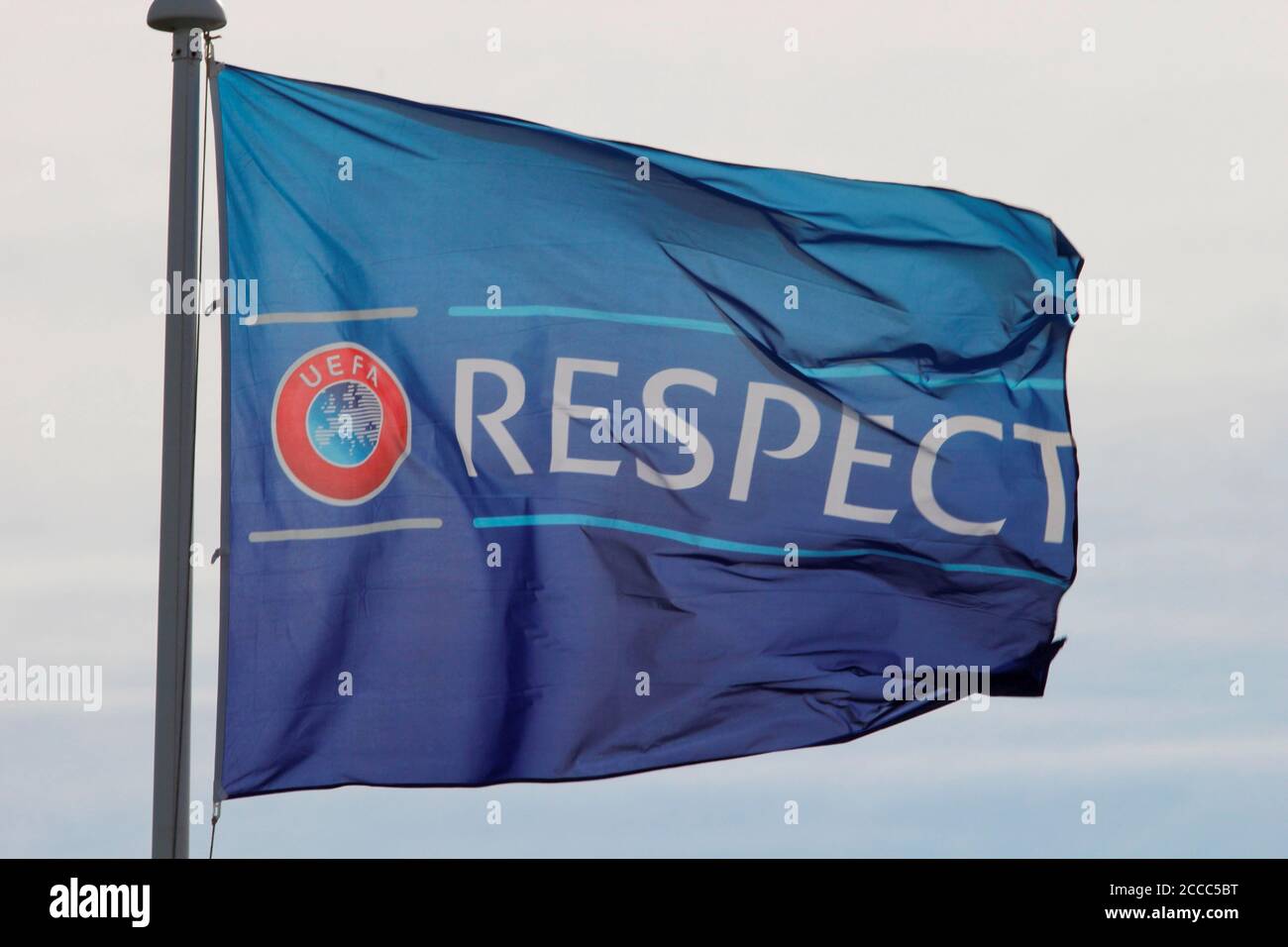 La campaña de respeto de la UEFA contra el racismo y para promover el trabajo hacia la unidad y el respeto a través del género, la raza, la religión y la habilidad Foto de Tony Henshaw Foto de stock