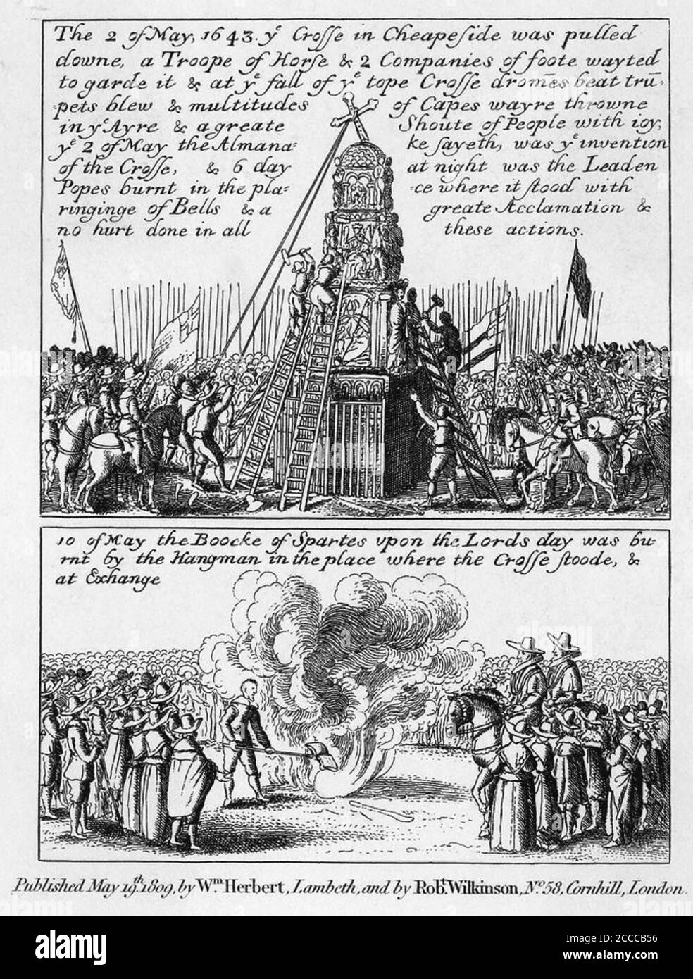 LONDRES MANIFESTACIONES PURITANAS contra la Monarquía 1643 Foto de stock