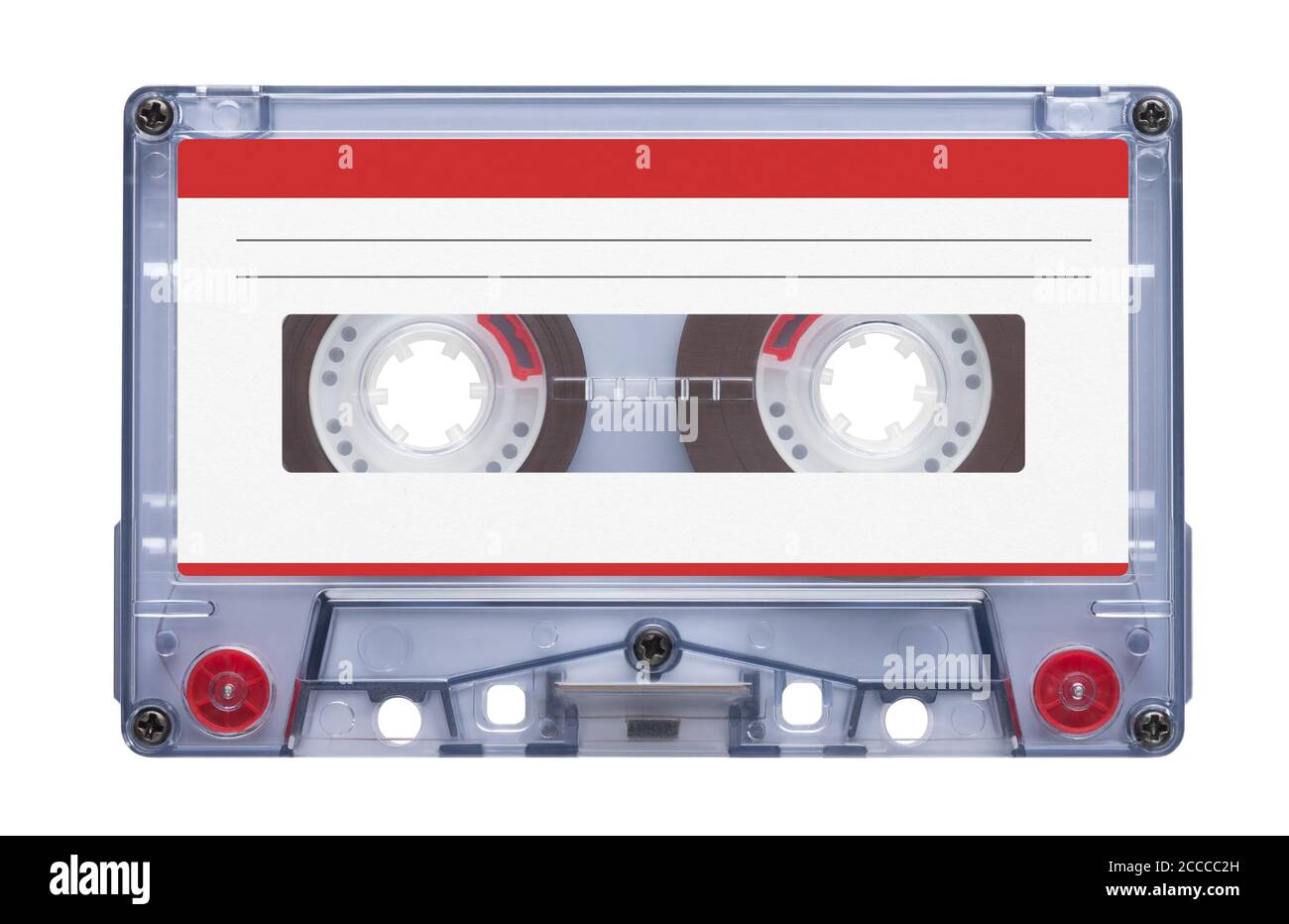 Viejas cintas de audio cassette compacto aislado sobre fondo blanco con trazado de recorte Foto de stock