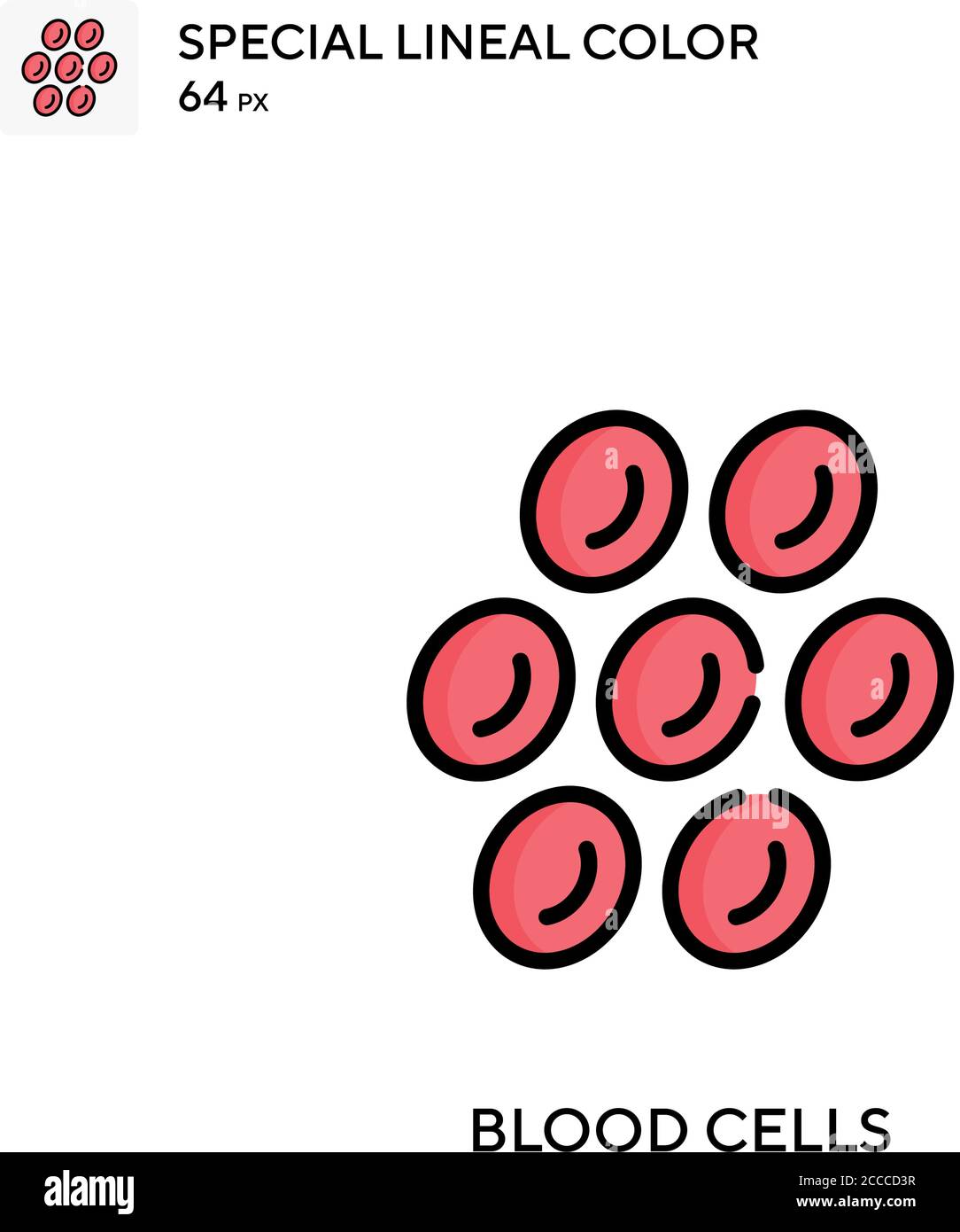 Células sanguíneas icono de color lineal especial. Plantilla de diseño de símbolos de ilustración para elemento de interfaz de usuario móvil web. Pictograma moderno de color perfecto sobre estrok editable Ilustración del Vector