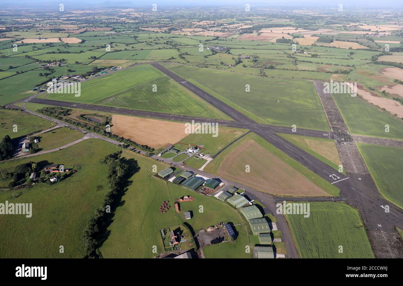 Vista aérea de Sleap Airfield en Shropshire Foto de stock
