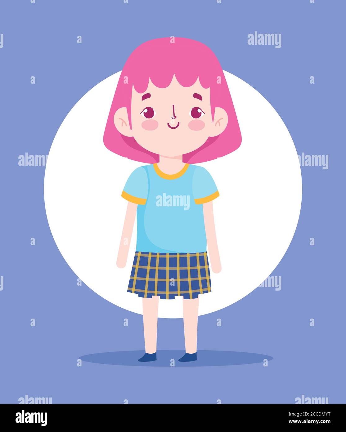 dibujo animado personaje niña alumno escuela uniforme falda vector  ilustración Imagen Vector de stock - Alamy