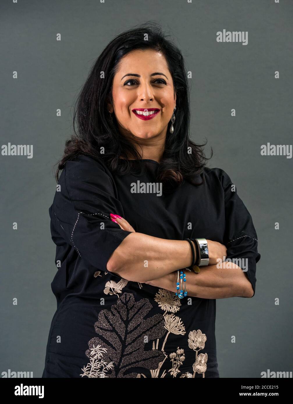 2019 Festival Internacional del Libro de Edimburgo, Escocia, Reino Unido. Anita Anand, radio & British-Indian periodista y presentador de televisión Foto de stock