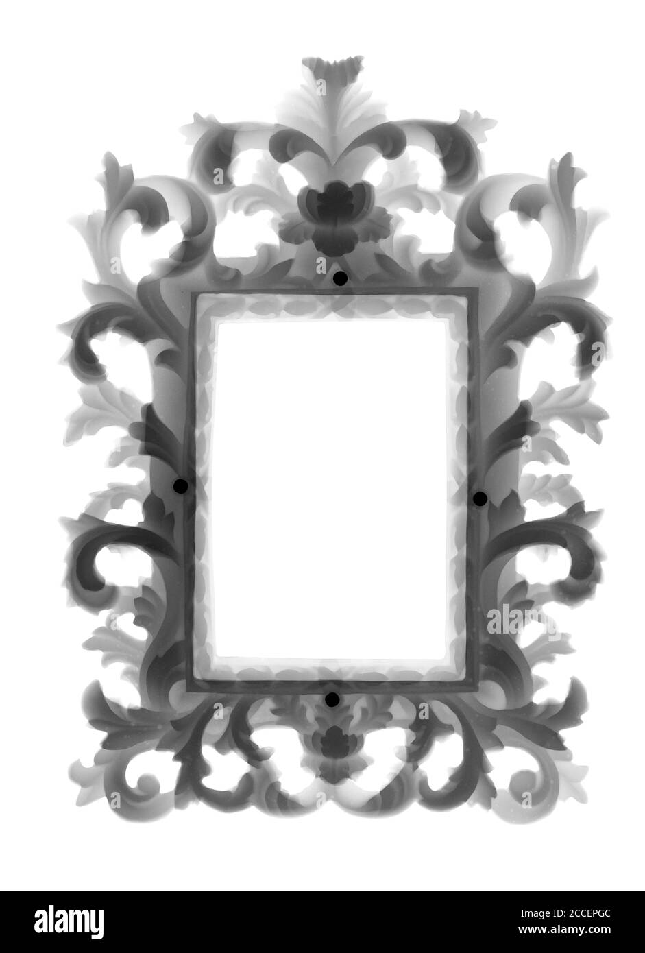 Espejo con marco dorado, rayos X. Foto de stock