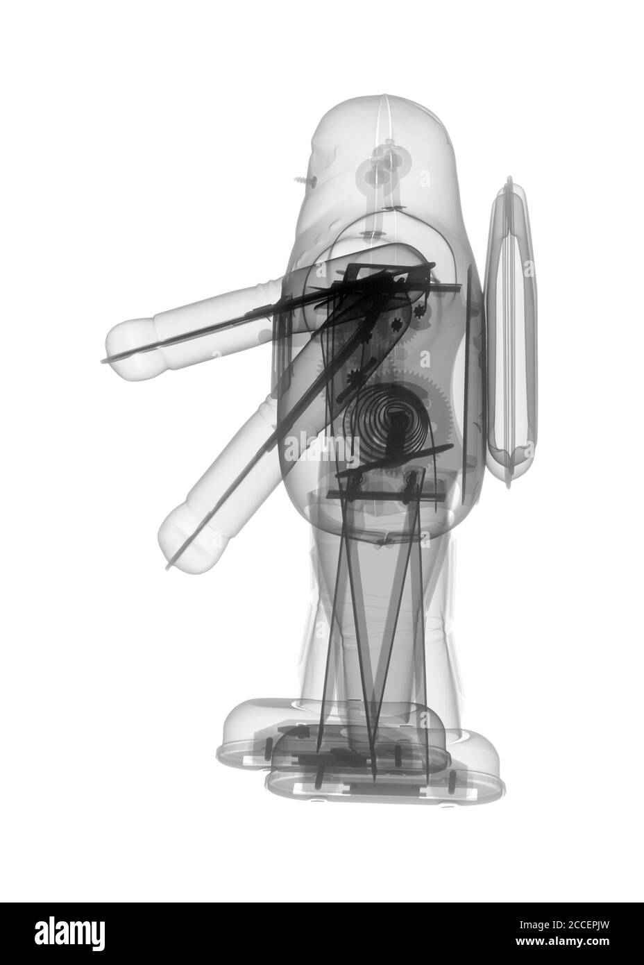 Robot de juguete de viento, rayos X. Foto de stock