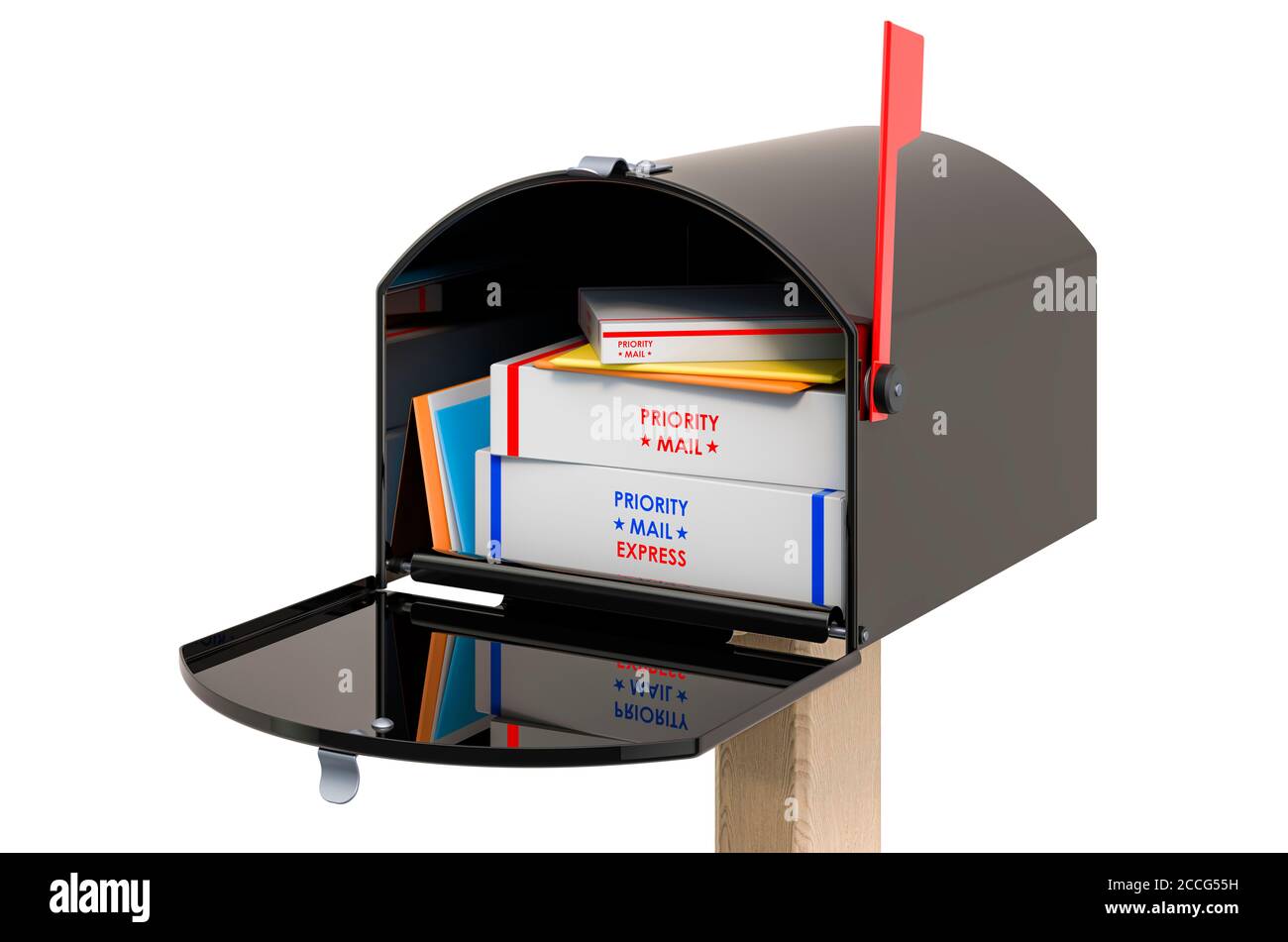 Buzón de correo grande con paquetes, representación en 3D aislada sobre  fondo blanco Fotografía de stock - Alamy