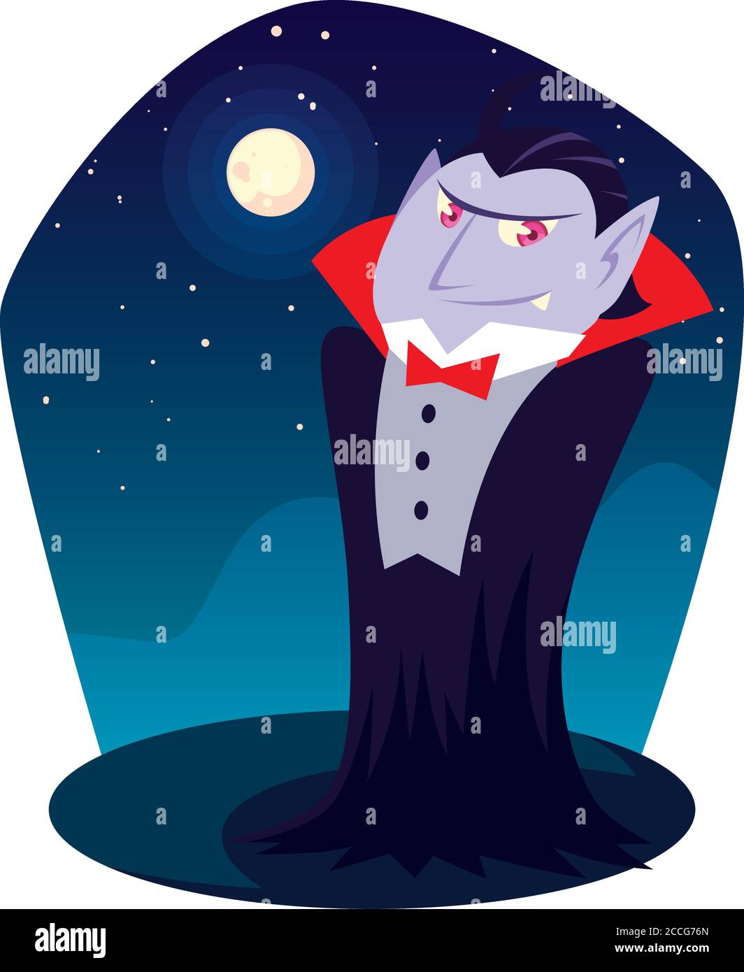 Halloween vampiro dibujos animados en el diseño nocturno, vacaciones y tema  de miedo ilustración vectorial Imagen Vector de stock - Alamy