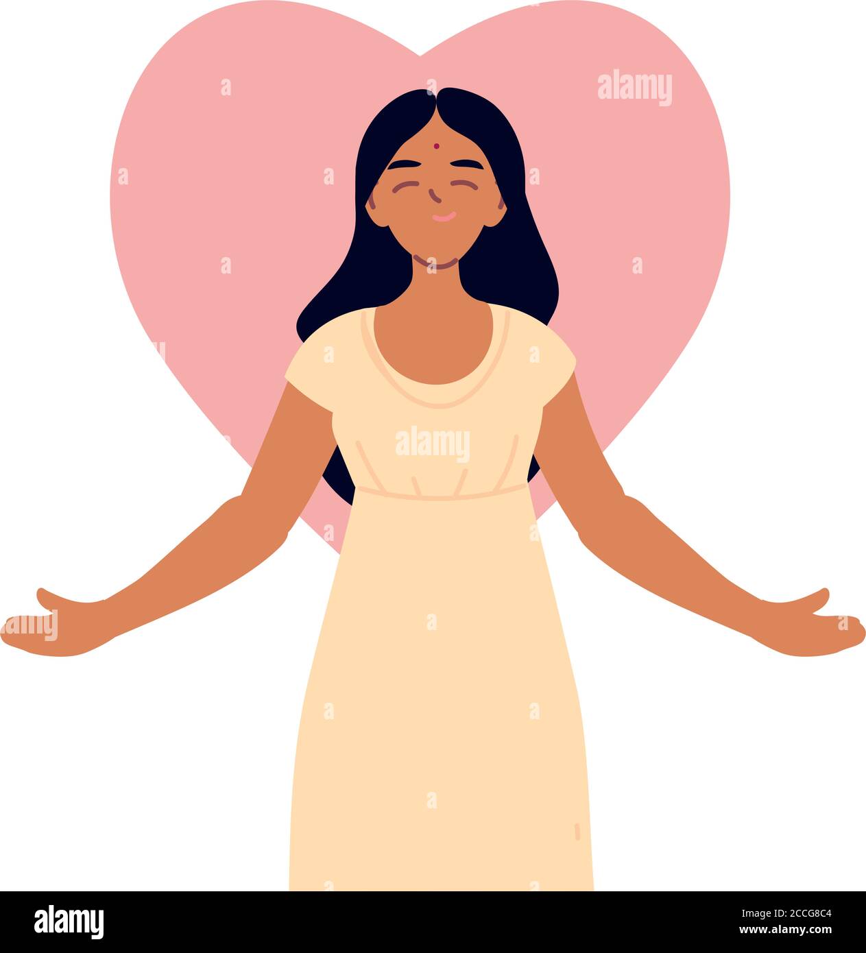 Dibujo animado de la mujer india delante del diseño del corazón, Chica mujer  persona gente humano y social medios de comunicación tema ilustración  vectorial Imagen Vector de stock - Alamy