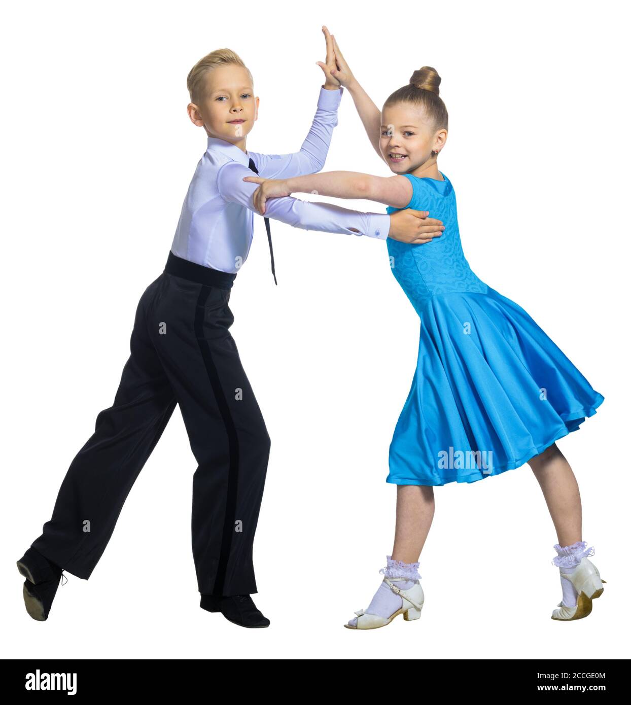 Baile de salón deportivo. Pareja de bailarines, niño y niña en trajes para  bailar en el salón de baile. Aislar Fotografía de stock - Alamy